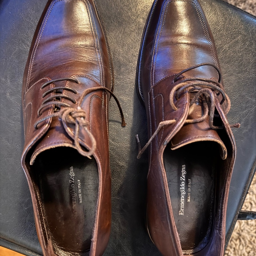 Ermenegildo Zegna Dark Brown Leather Oxfords